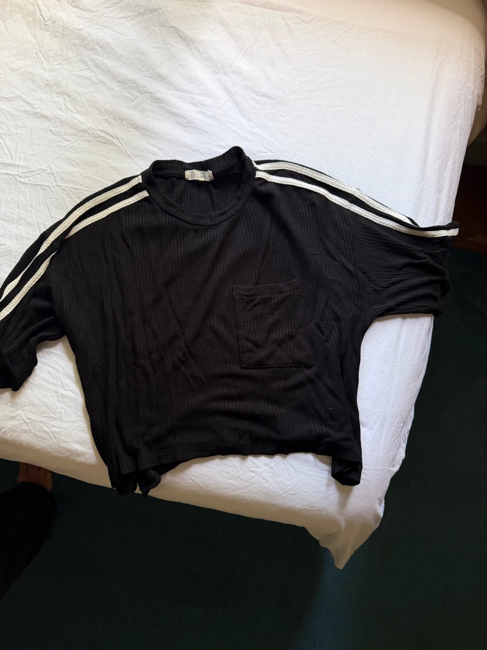 Joah Brown  Crop Top with White Shoulder Stripes s/m